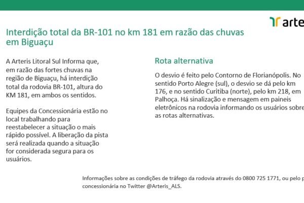 Interdição Preventiva no Morro dos Cavalos (BR 101) a Partir das 11h de Hoje (17)